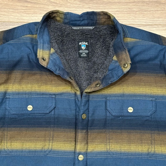 Kuhl Joyridr Sherpa Fleece Lined Flannel Shacket in Midnight Gold Size XXL - Picture 6 of 15